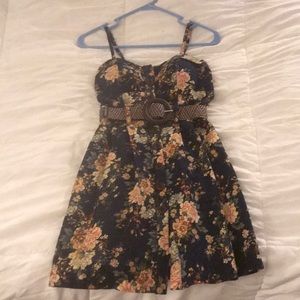 Delias XS Vintage Floral Wooden Button Dress